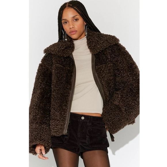 Free People Jackets & Blazers - NWT Free People Jolie Oversized Teddy Jacket Deep Fudge Brown XS